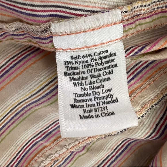 Johnny Was Striped Embroidered Floral Button Up Size M Women's Top Shirt Blouse - Picture 12 of 12